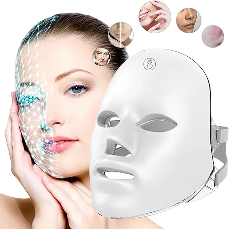 Rechargeable Facial LED Mask 7 Colors LED Photon Beauty Mask Skin Rejuvenation Home Face Lifting Whitening Beauty Device